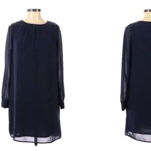 H&M Long-Sleeved Shift Dress Dark Teal Mini